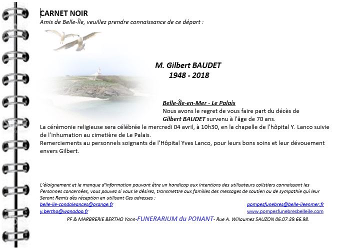 BAUDET Gilbert 1948 - 2018