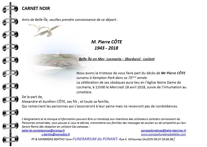 CÔTE Pierre 1943 - 2018