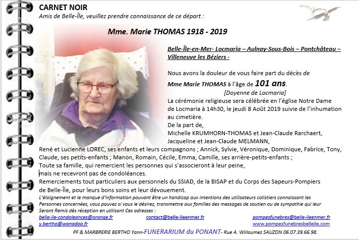 Marie THOMAS 1918 - 2019