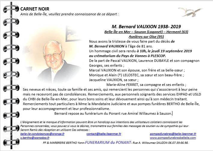 Bernard VAUXION 1938 - 2019