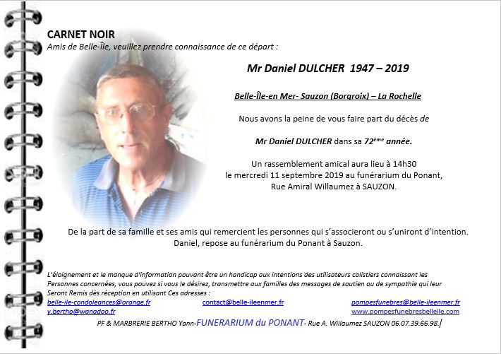 Daniel DULCHER 1947 - 2019
