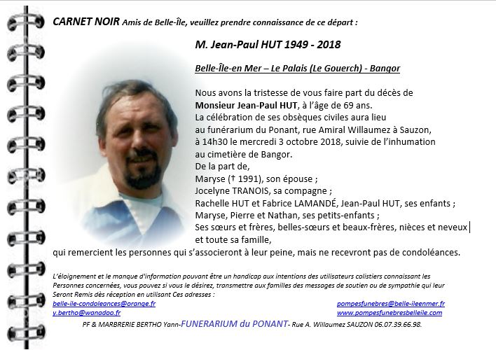 HUT Jean-Paul 1949 - 2018