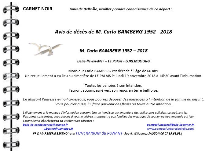 BAMBERG Carlo 1952 - 2018