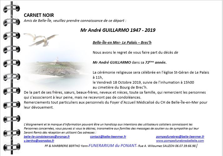 GUILLARMO André 1947 - 2019
