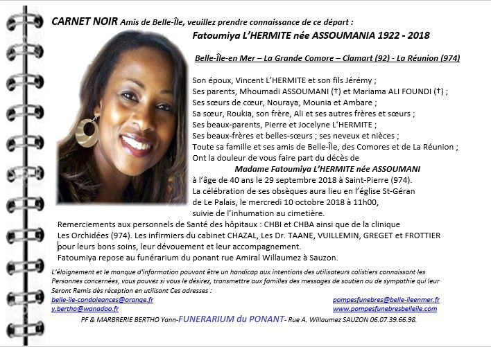 Fatoumilla L'HERMITE née ASSOUMANI 1978-2018