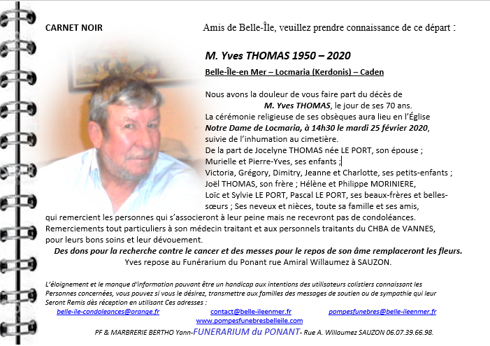 Yves THOMAS 1950 - 2020