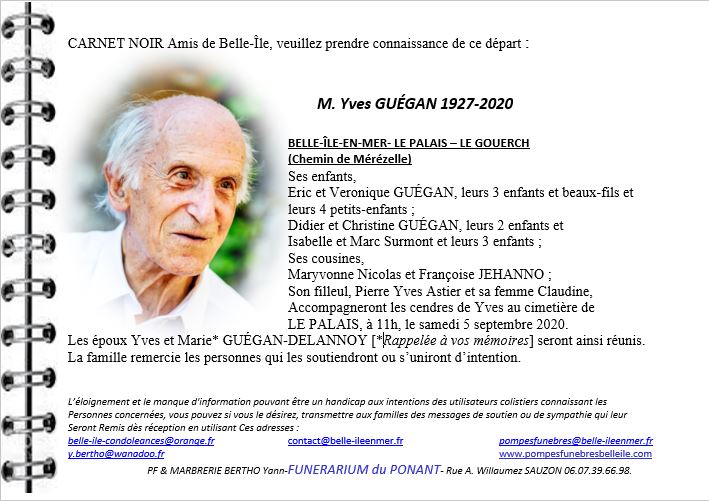 Yves GUEGAN 1927-2020