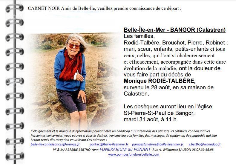 Monique RODIE-TALBERE 1937 - 2021 née BROUCHOT 
